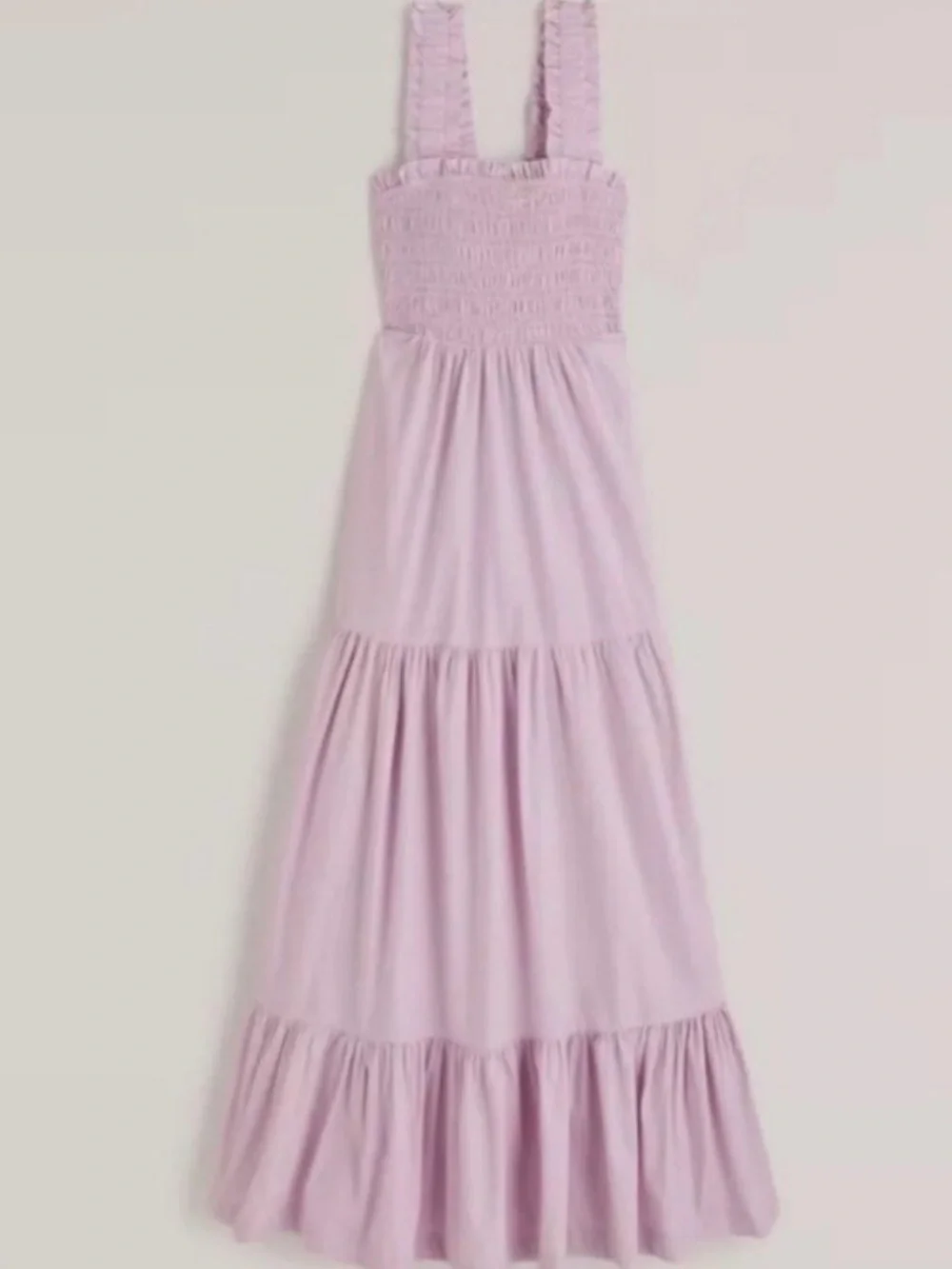 ABERCROMBIE & FITCH Smocked Bodice Easy Maxi Tiered Dress Sz S  Lavender